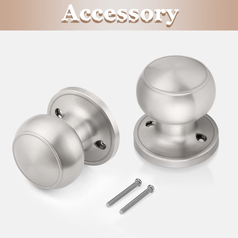 Probrico 5 Pack Classic Closet Door Knobs Dummy Door Knob, Individual Non-Turning Dummy Door Knob Single Side, Satin Nickel Interior Door Knobs, Easy Installation - Image 5
